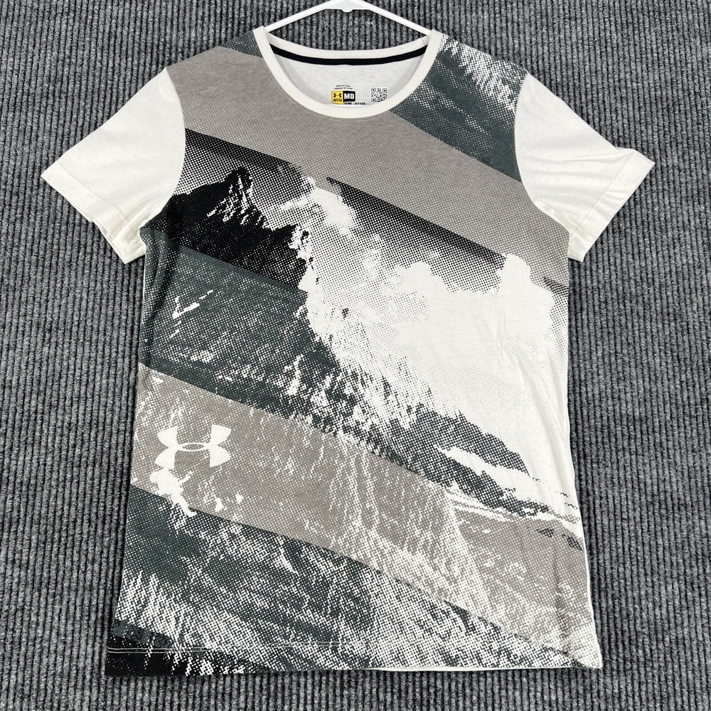 Under Armour Shirt Mens Medium White Mountain Semi‎ Fitted Short Sleeve